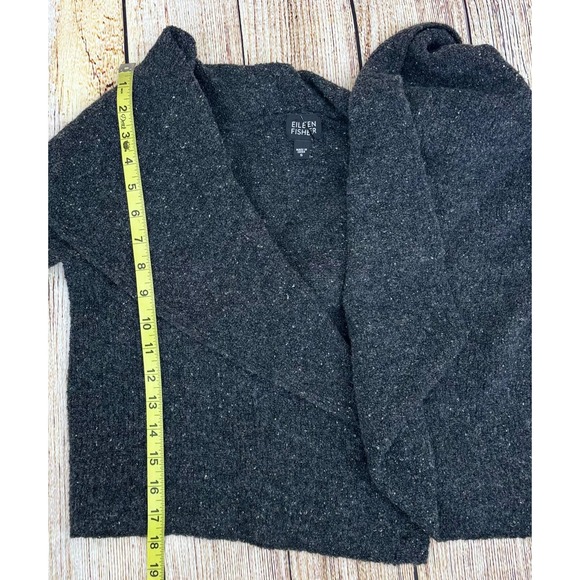 Eileen Fisher Small Gray Wool Blend Cardigan Shrug Open Front Cropped Sweater - Picture 4 of 6